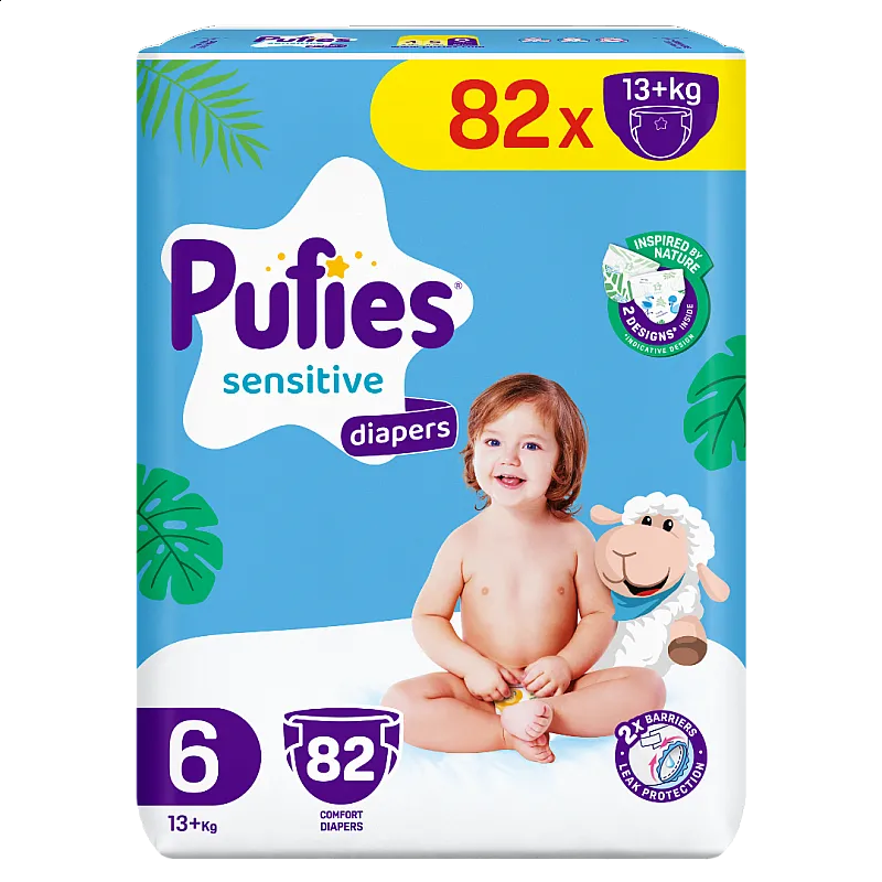 Pufies Еднократни пелени 6 13+кг 82бр.