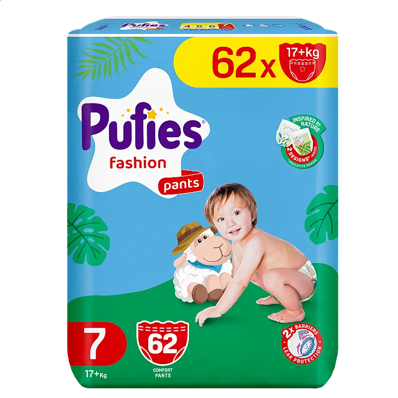 Pufies Памперс гащички 7 17+кг 62бр.
