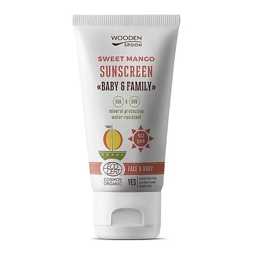 WOODEN SPOON Био Слънцезащитен лосион за лице и тяло “Sweet Mango” SPF 50 150мл