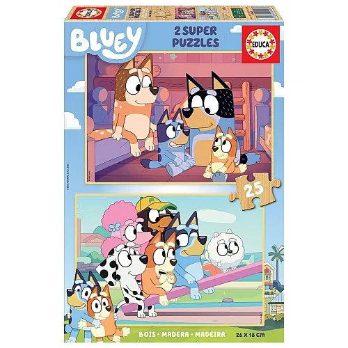 Дървен пъзел Bluey 2х25 части