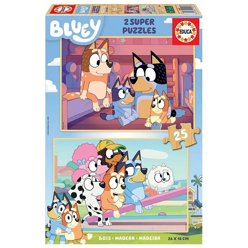 Дървен пъзел Bluey 2х25 части