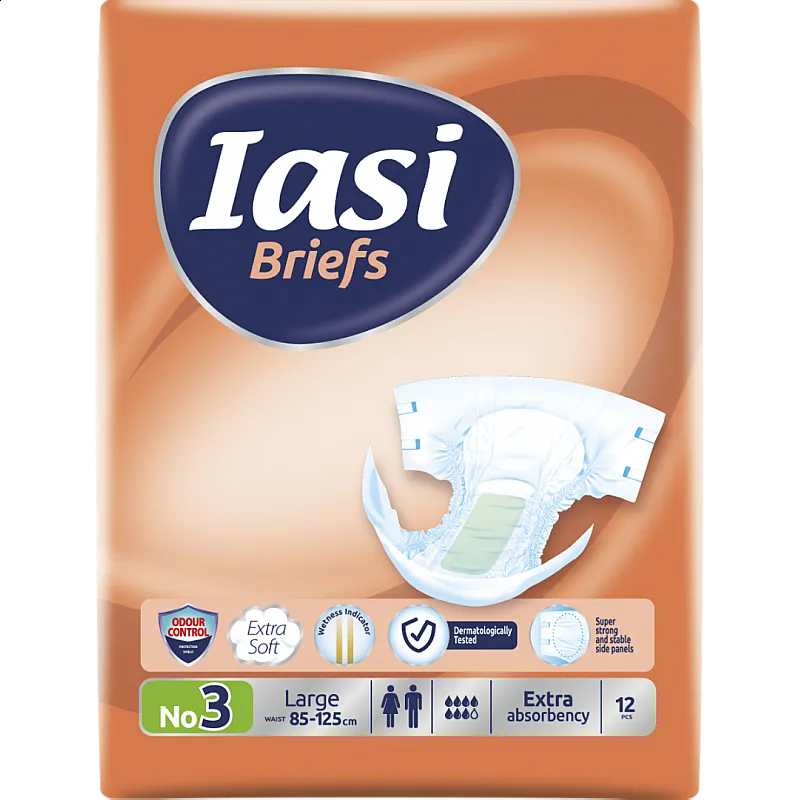 Пелени за възрастни IASI Briefs размер 3 L 12бр. ( талия 85-125см )