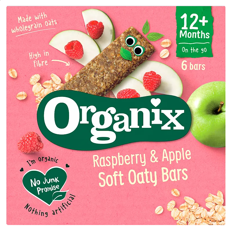 Organix Овесен бар ябълка и малина 12м. 6х23г