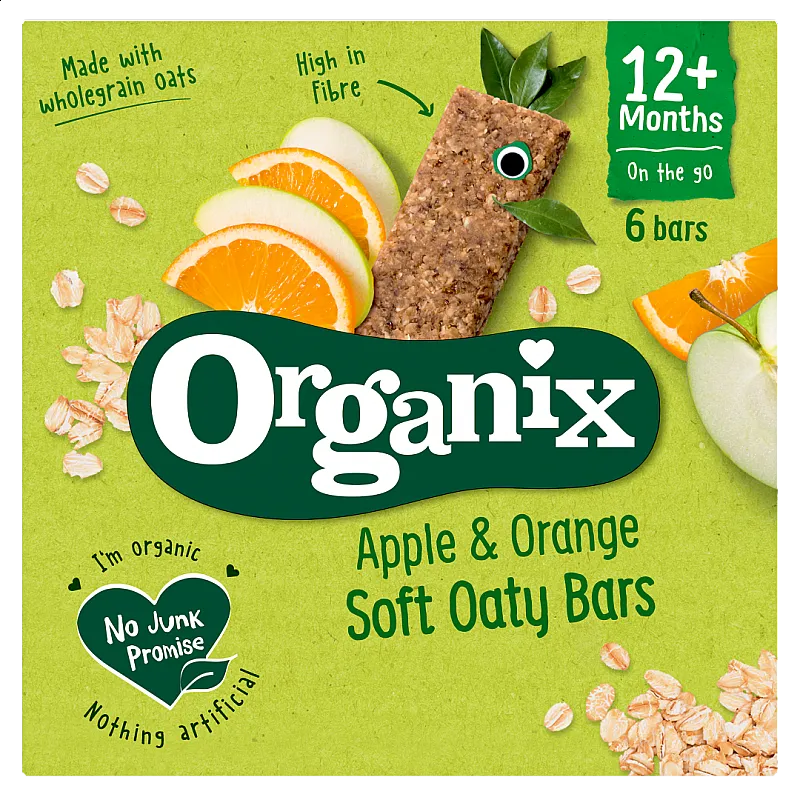 Organix Овесен бар ябълка и портокал 12м. 6х23г