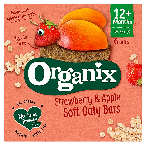 Organix Овесен бар ябълка и ягода 12м. 6х23г
