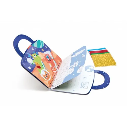 Творчески комплект, Hape, Книжка за апликации с фолио, Космос