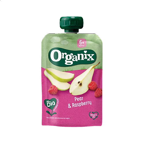 Organix Пауч круша и малина 6м. 100г