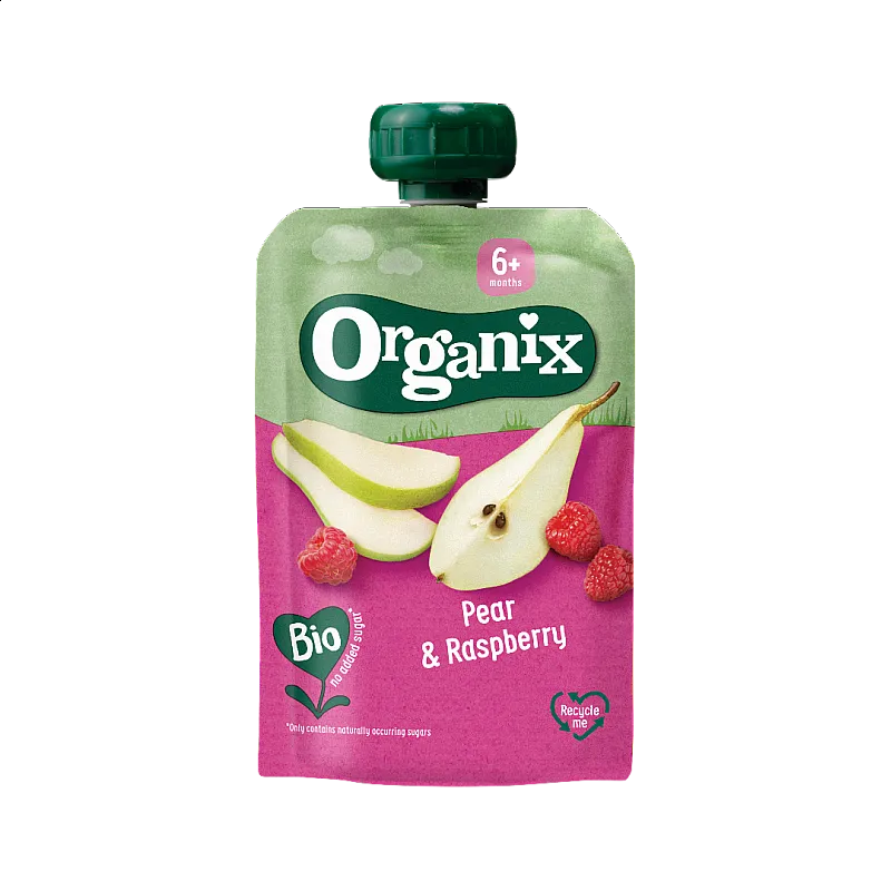 Organix Пауч круша и малина 6м. 100г