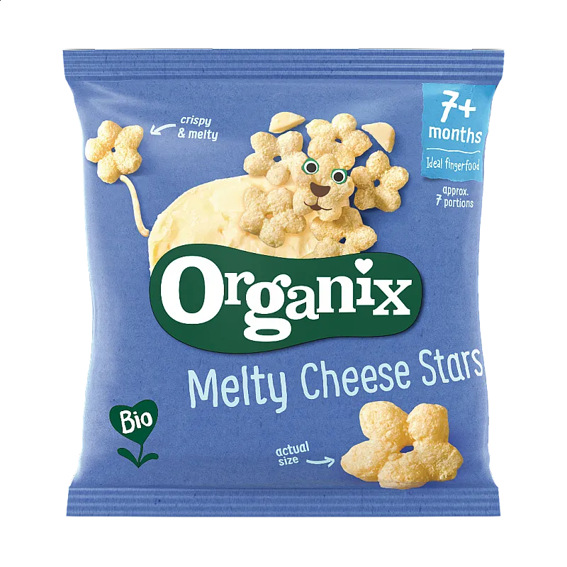 Organix Снакс звездички с вкус на сирене 6м. 20г