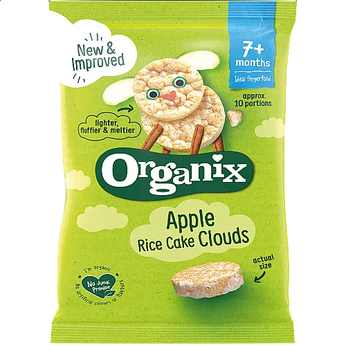 Organix Оризови бисквити Облачета - Ябълка 7м. 40г