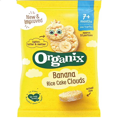 Organix Оризови бисквити Облачета - Банан 7м. 40г
