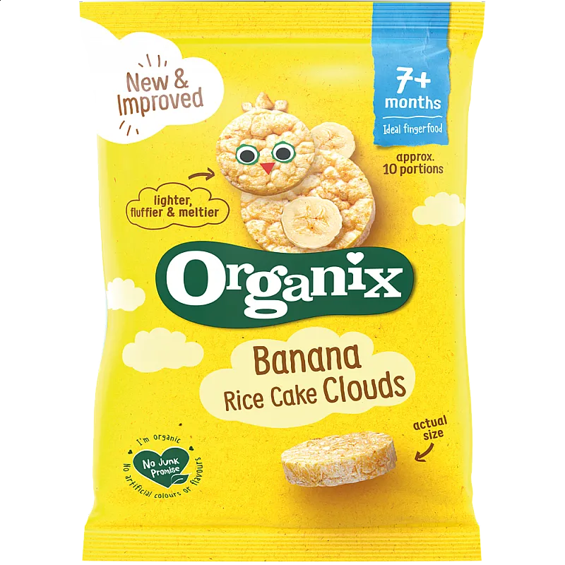 Organix Оризови бисквити Облачета - Банан 7м. 40г