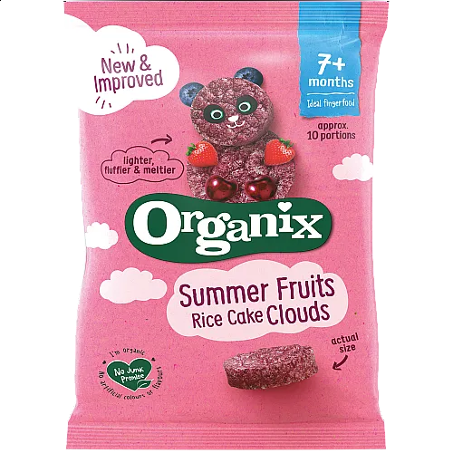 Organix Оризови бисквити Облачета - Летни плодове 7м. 40г