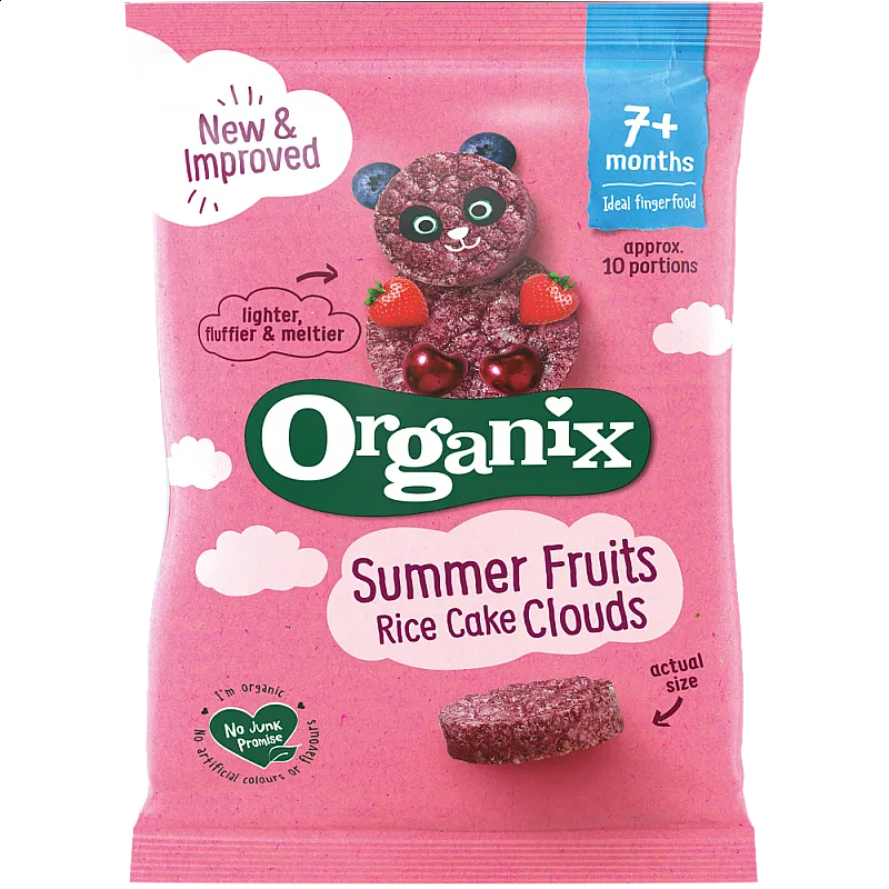 Organix Оризови бисквити Облачета - Летни плодове 7м. 40г