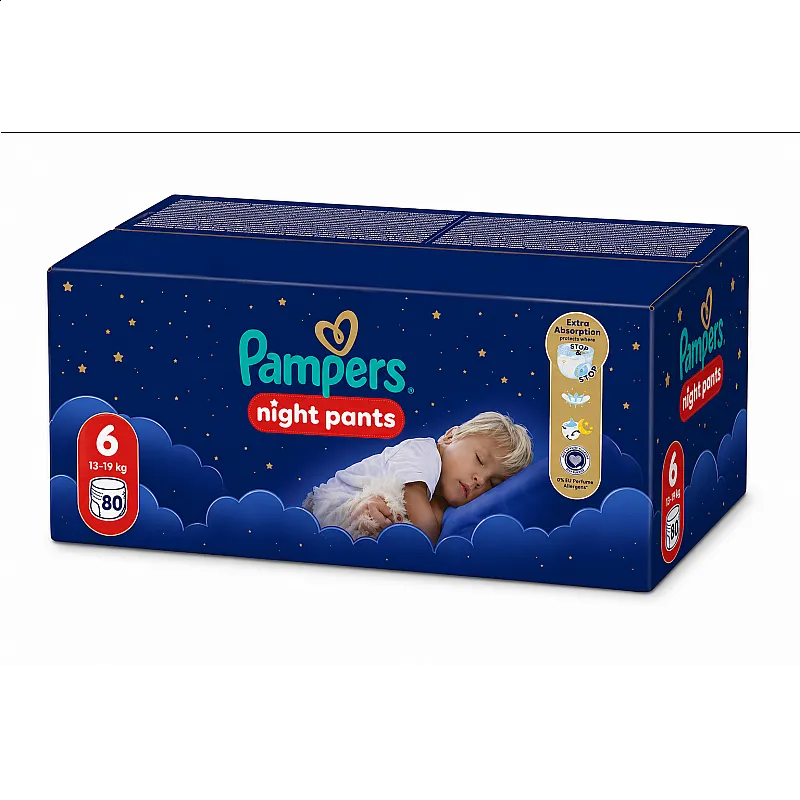 Pampers Night Pants Еднократни нощни гащички 6 13-19кг 80бр.