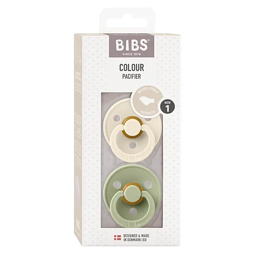 BIBS 2 бр. Залъгалки COLOUR, Анатомични Ivory/Sage, 0-6 месеца