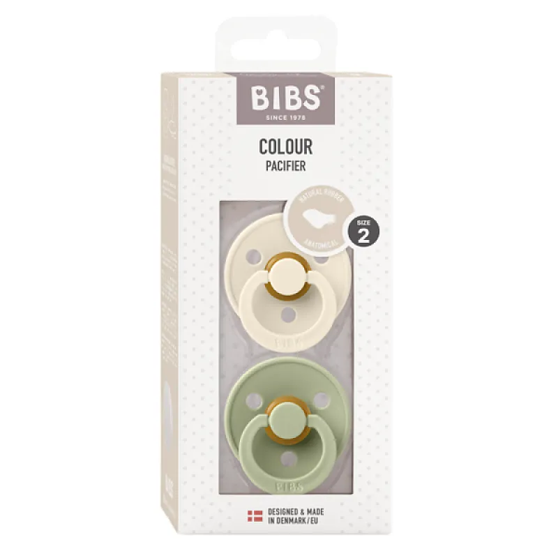 BIBS 2 бр. Залъгалки COLOUR, Анатомични Ivory/Sage, 6-18 месеца