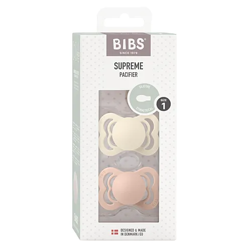 BIBS 2 бр. Силиконови Биберони Supreme, Ivory/Blush, 0-6 месеца