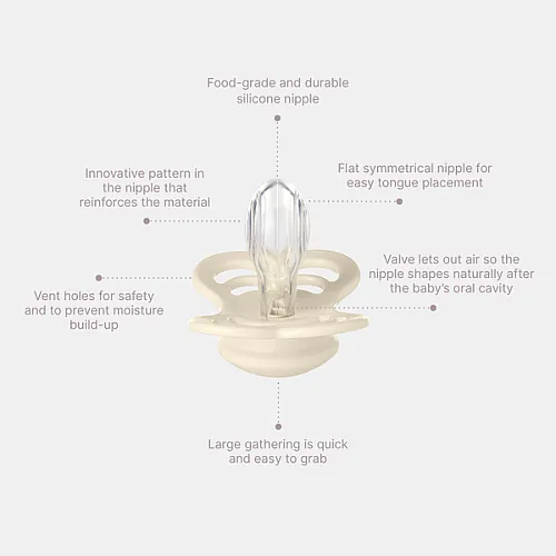 BIBS 2 бр. Силиконови Биберони Supreme, Ivory/Sage, 0-6 месеца