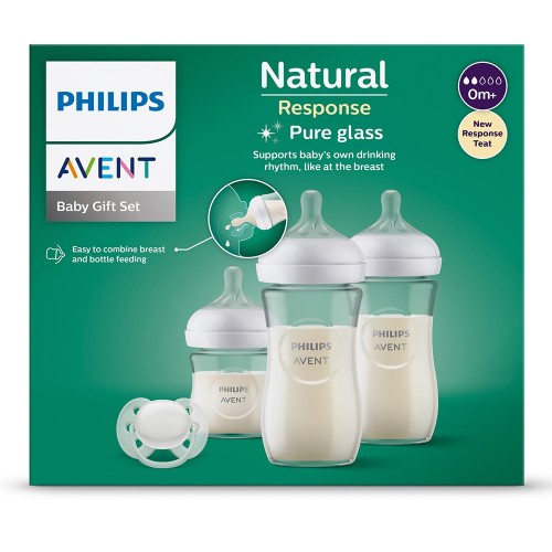 Philips Avent Комплект за новородено Natural Response 3.0 - Залъг (0-6) + 3 Шишета - стъкло
