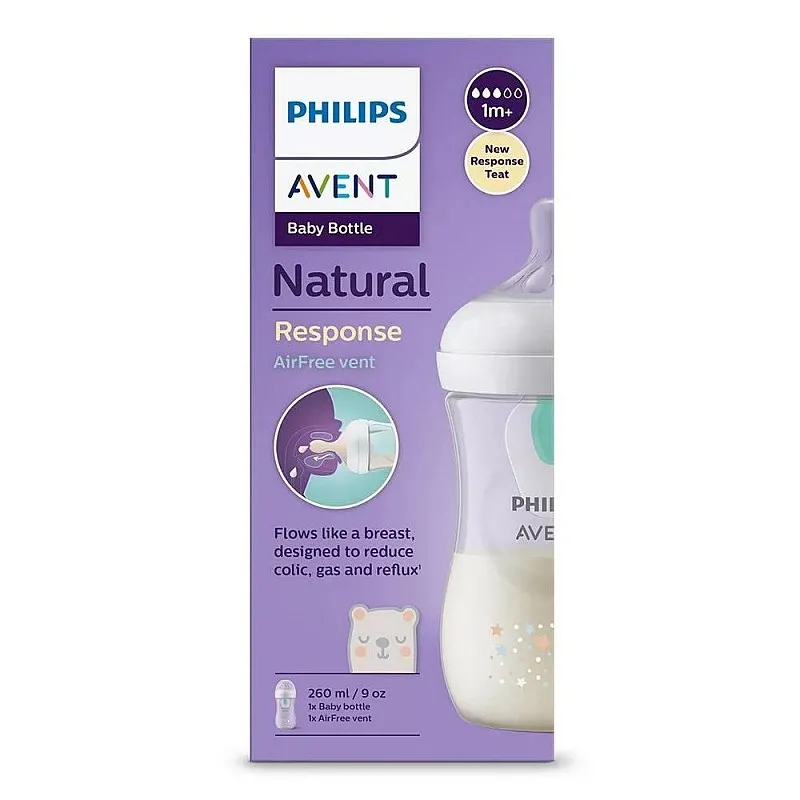 PHILIPS AVENT Шише Natural Response с клапа AirFree 260ml - Звезди и Мече - SCY673/82