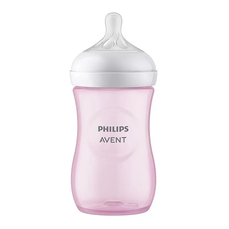 Philips AVENT Шише за хранене Natural Response 260 мл с биберон без протичане Natural Response Поток 3, 1м+ Розово SCY903/11