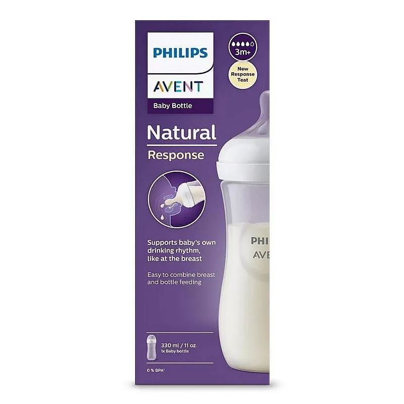 Philips AVENT Шише за хранене Natural Response 330 мл с биберон без протичане Natural Response Поток 4, 3м+ SCY906/01