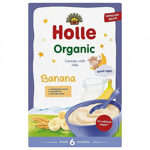 HOLLE БИО Бебешка каша с мляко и банани 6м. 250г