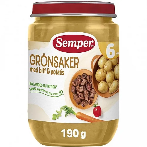 Semper Зеленчуци с пържола и картофи 6м 190г