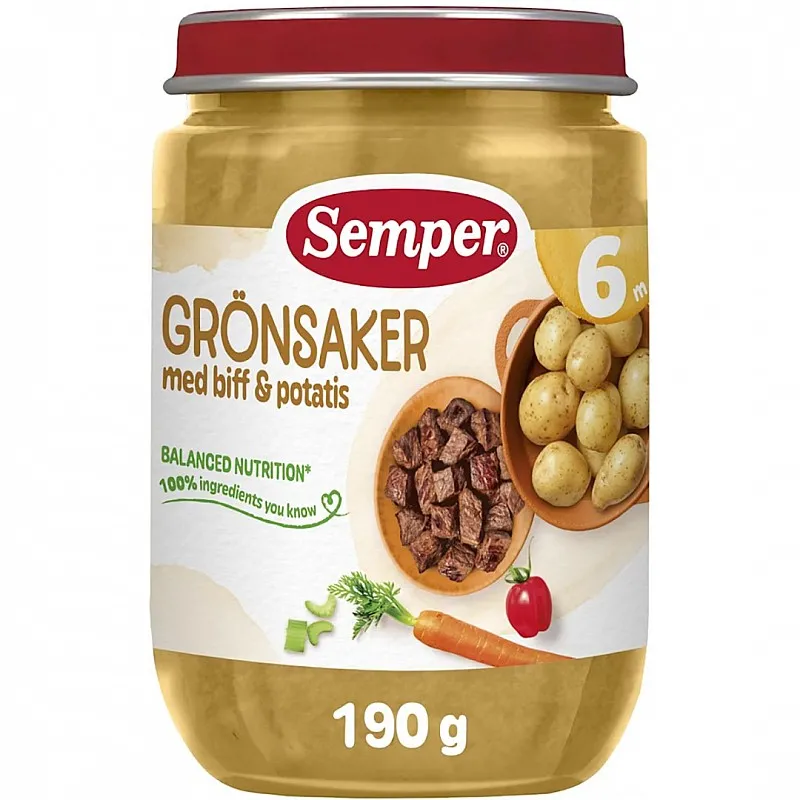 Semper Зеленчуци с пържола и картофи 6м 190г