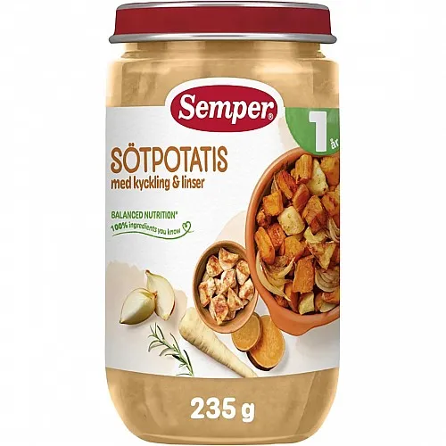 Semepr Сладки картофи с пиле и леща 12м. 235г