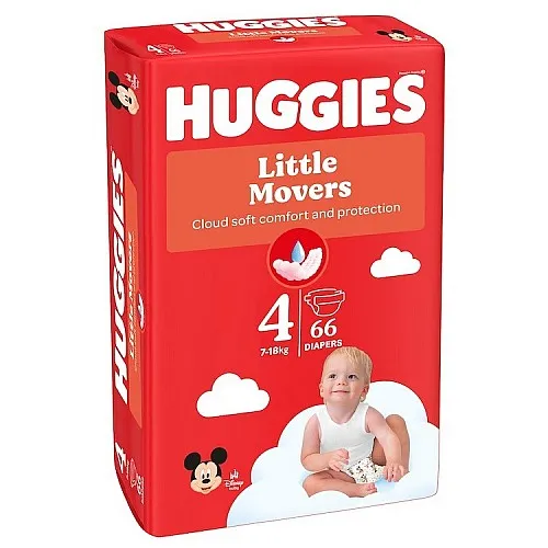 Huggies Little Movers Бебешки пелени размер 4 7-18кг 66бр.