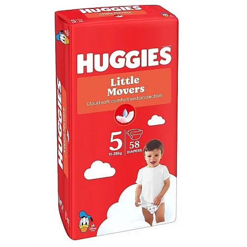 Huggies Little Movers Бебешки пелени размер 5 11-25кг 58бр.