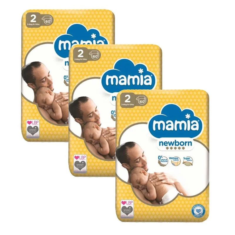 Mamia Еднократни пелени за новородено 2 3-6кг 180бр.