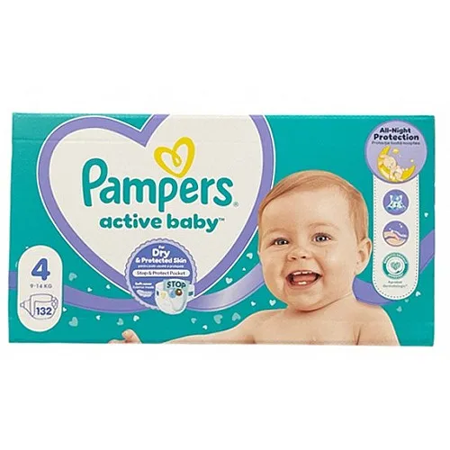 Pampers Еднократни пелени Active Baby 4 Maxi 9-14 кг 132бр.