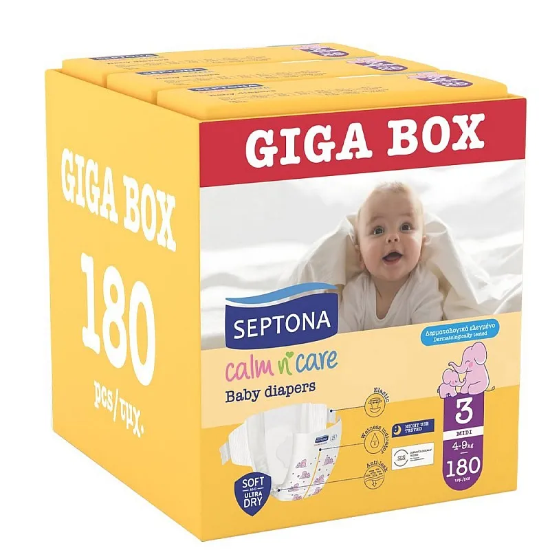 Septona Еднократни пелени 3 4-9кг 180бр.