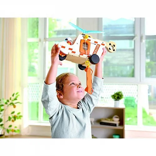 Детски дървен комплект, Hape, Спасителен хеликоптер, 3 части