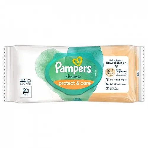 PAMPERS Harmonie Protect & Care с Невен  бебешки мокри кърпички 44бр.