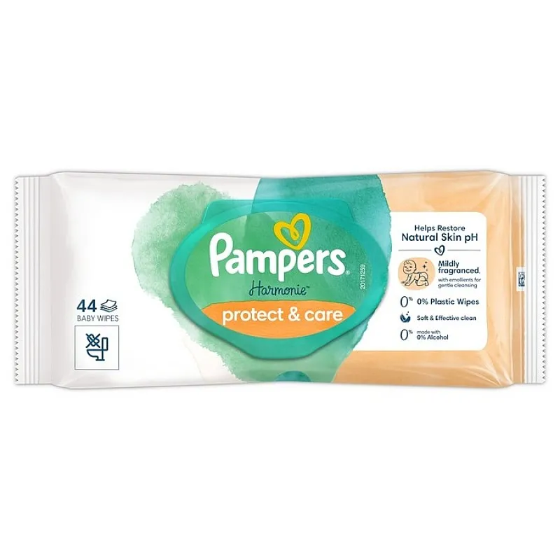 PAMPERS Harmonie Protect & Care с Невен  бебешки мокри кърпички 44бр.