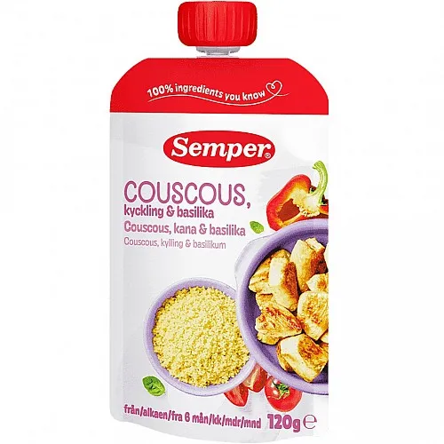 Semper Кускус, пилешко и босилек 6м. 120г