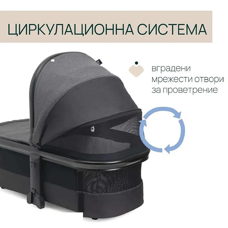 Chicco DUO СИСТЕМА MYSA  Black Satin количка, шаси и кош за новородено, 0м+