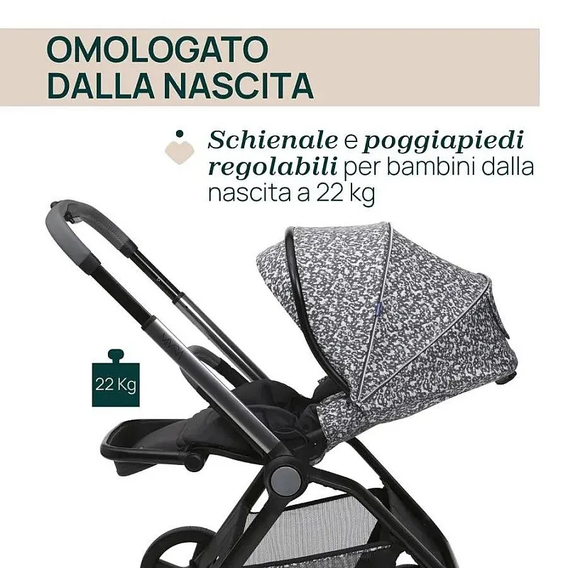 Chicco DUO СИСТЕМА MYSA  Charming Grey количка, шаси и кош за новородено, 0м+