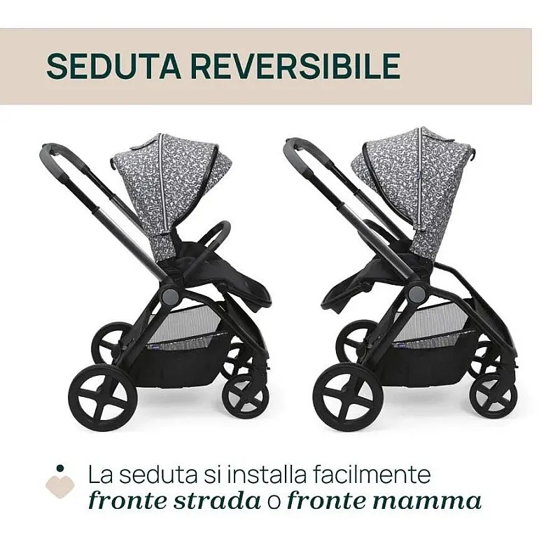 Chicco DUO СИСТЕМА MYSA  Charming Grey количка, шаси и кош за новородено, 0м+