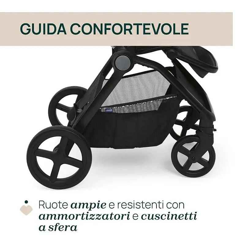 Chicco DUO СИСТЕМА MYSA  Charming Grey количка, шаси и кош за новородено, 0м+