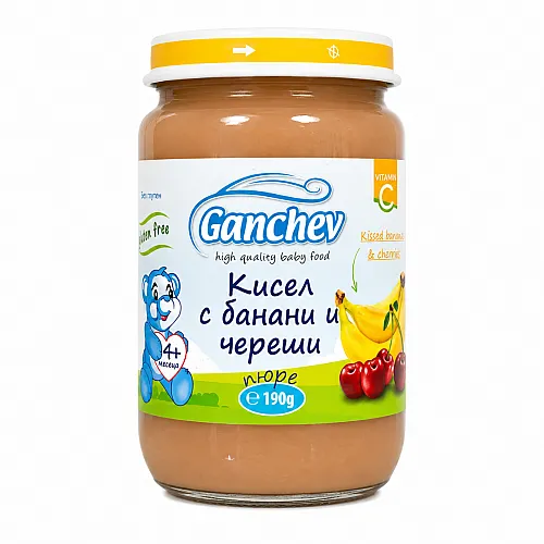 GANCHEV Кисел с банани и череши 4м. 190г