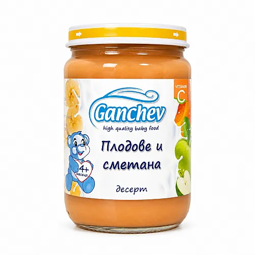 GANCHEV Пюре от плодове със сметана 4м. 190г
