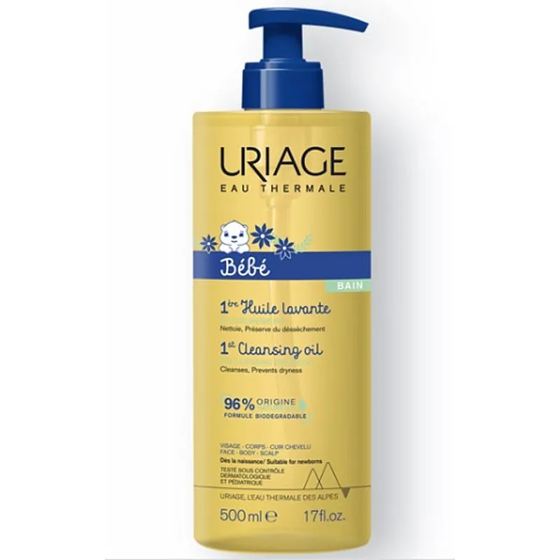 Uriage Bebe 1ST CLEANSING OIL Почистващо защитно душ олио за бебета и деца 500мл