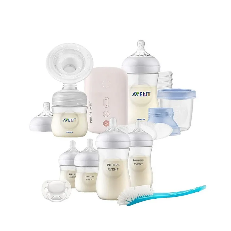 AVENTКомплект единична електрическа помпа Natural Motion шишета, контейнери VIA, несесер + Комплект за новородено NATURAL RESPONSE 3.0 PP