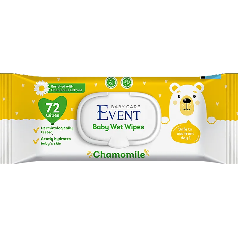 Event baby Бебешки влажни кърпи с екстракт от лайка 12x72бр.