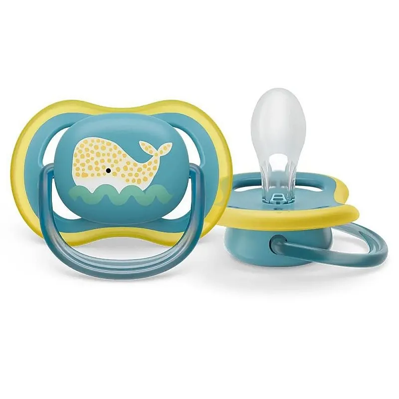 Комплект от 2 бр. ортодонтични залъгалки Philips AVENT SCF349/24 Ultra Air 18м+, неутрални цветове с декор Кит, в кутия за стерилизиране